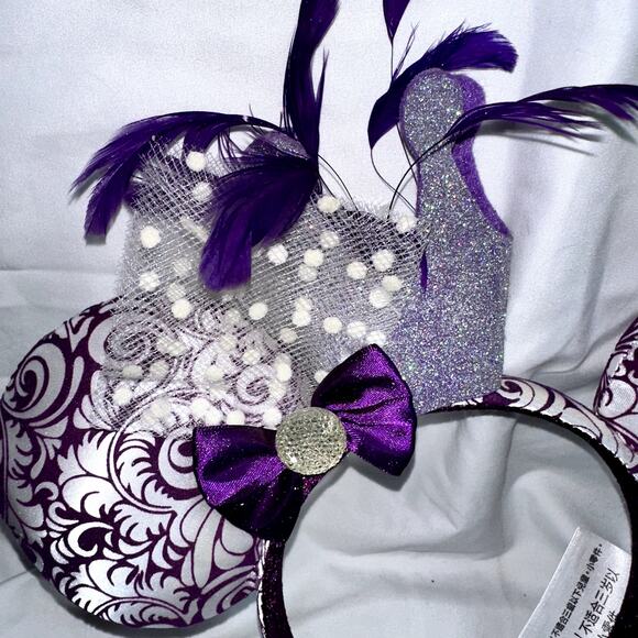 Disney Parks Minnie Mouse Glitter Crown Feathers Jubilee Purple Ears - Picture 2 of 5